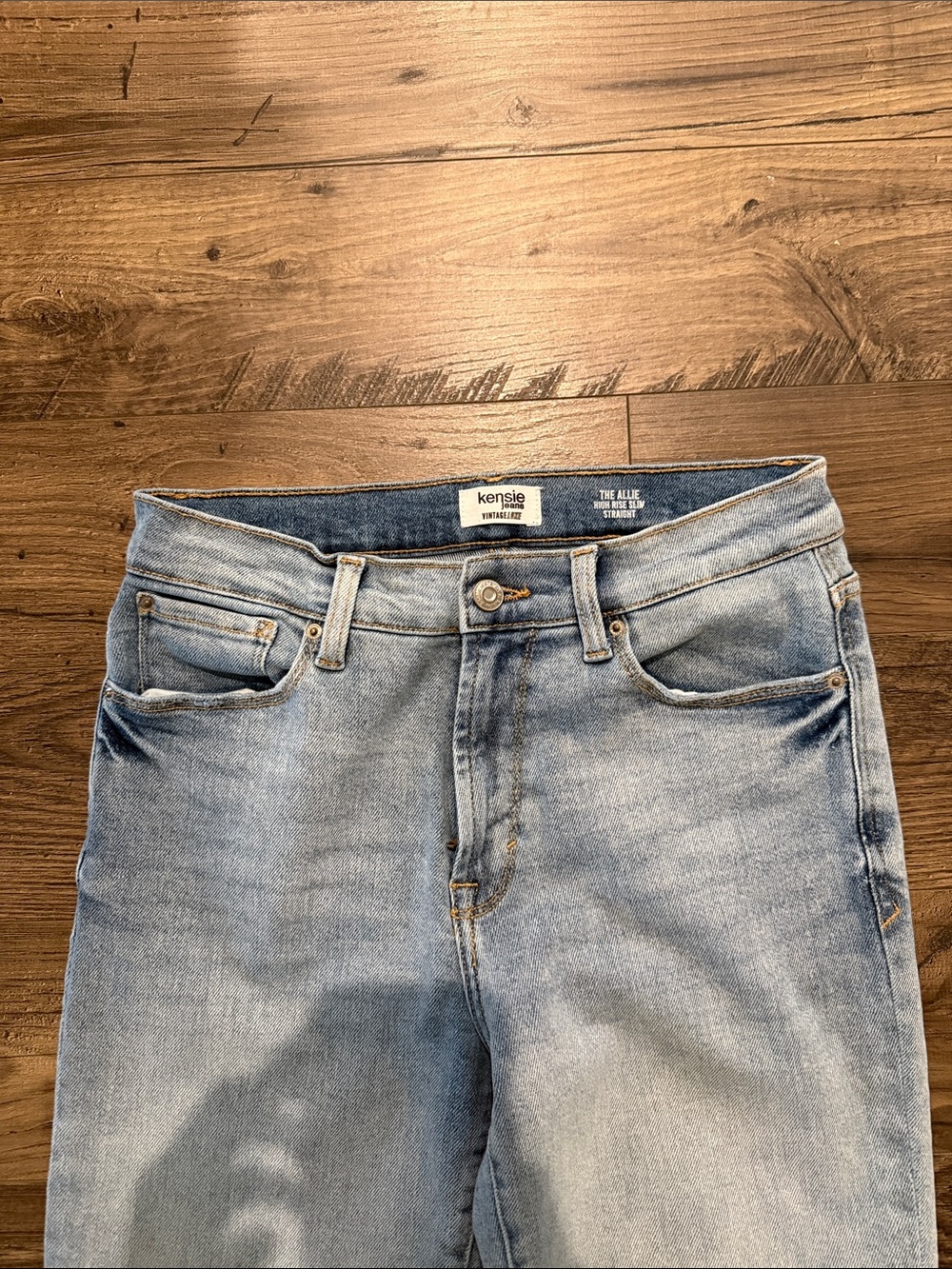 Kensie Jeans The Allie High Rise Straight Light Blue - Picture 2 of 5